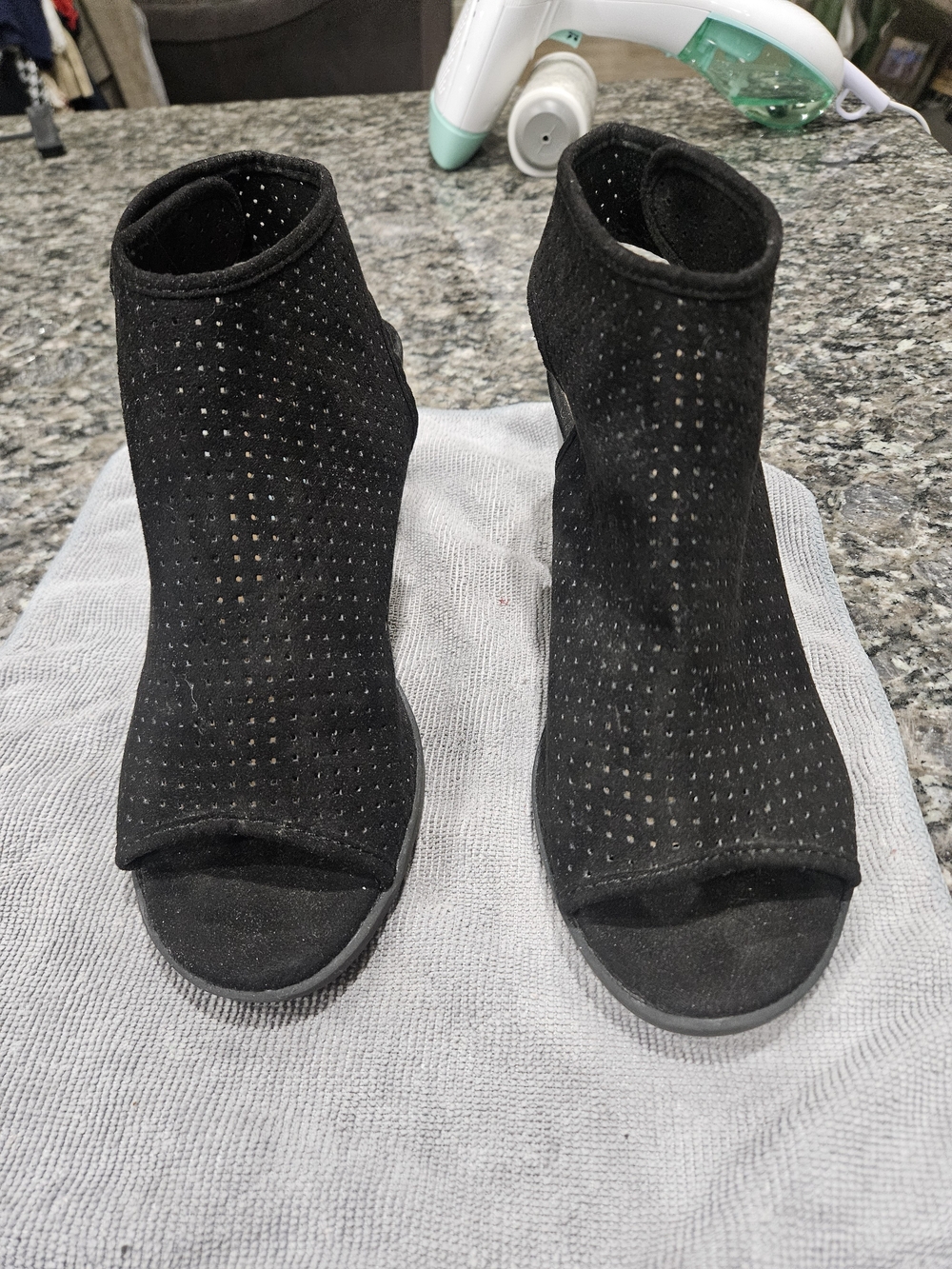Seychelles Black Perforated Peep-Toe Ankle Booties